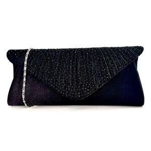 Cruise‎ Club Black Satin And Sparkly Stones Evening Bag